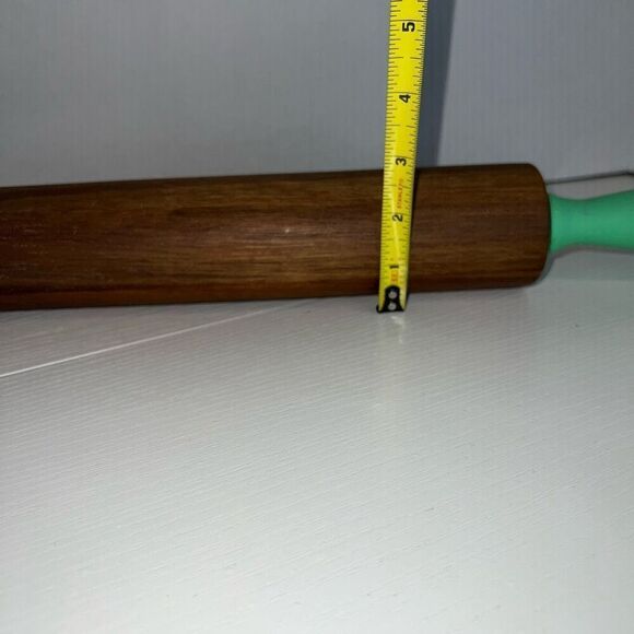 Thyme & Table Wooden Rolling Pin Green Handles Pie Pastry Kitchen Utensils - Picture 3 of 6